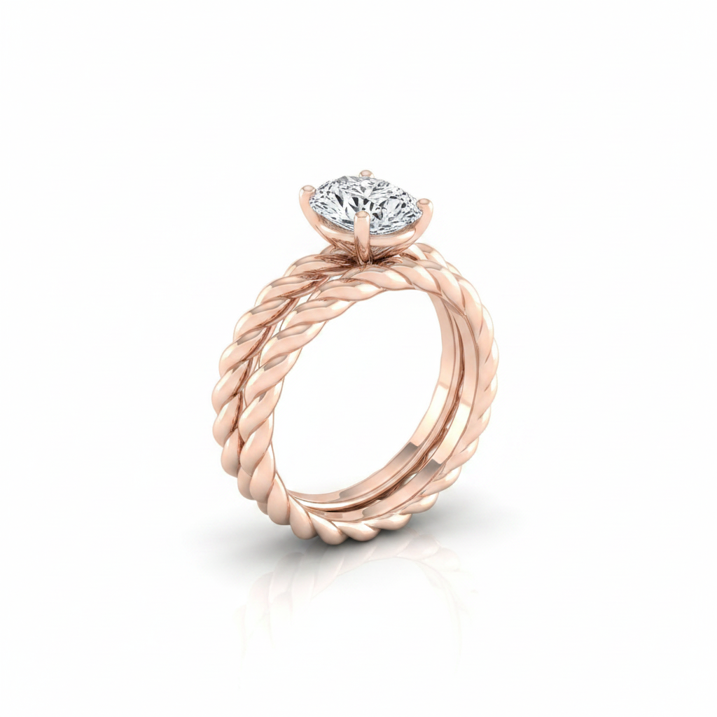 The Maggie Matching Wedding Band, Oval in 14K Rose Gold