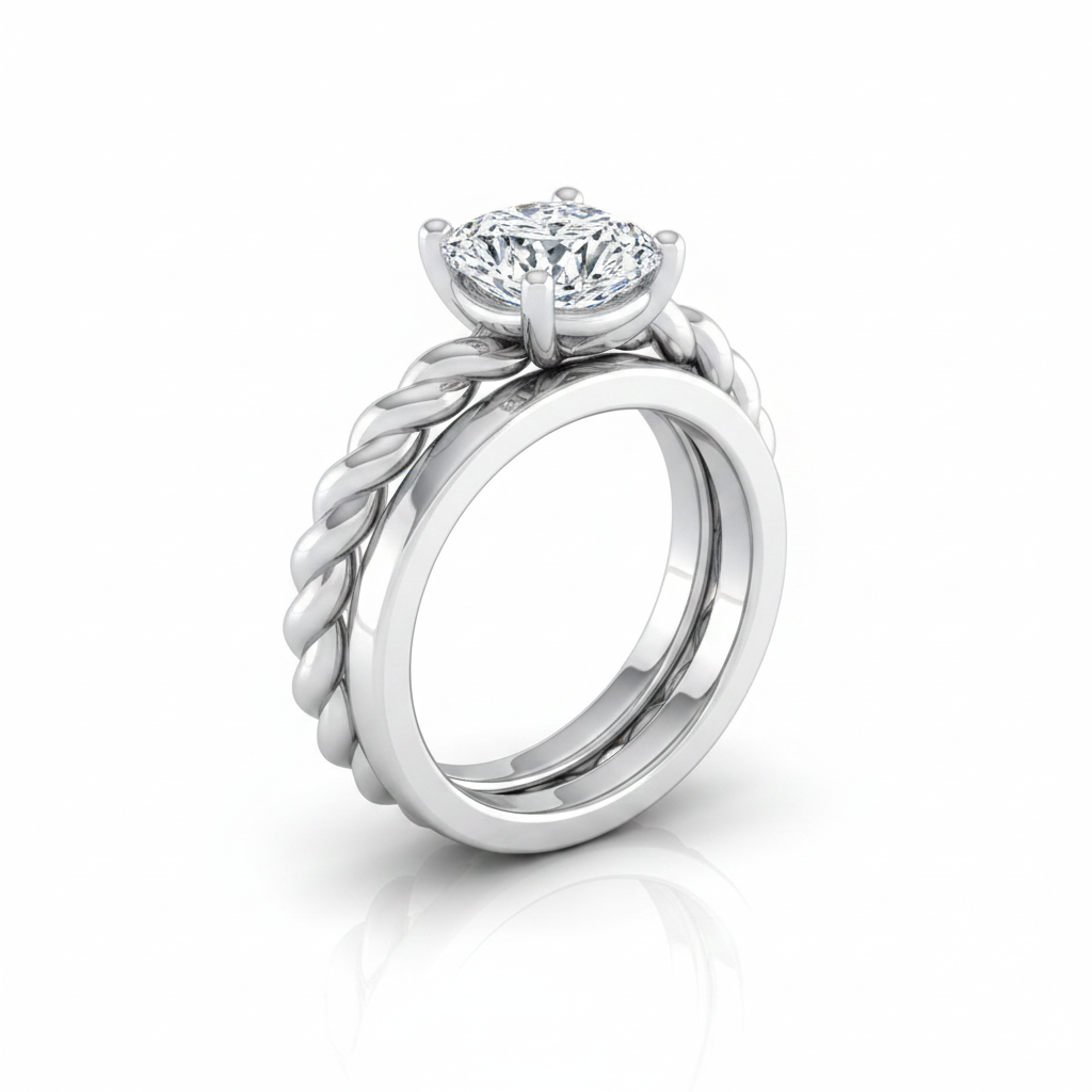 The Maggie Matching Wedding Band, Cushion in 18K White Gold