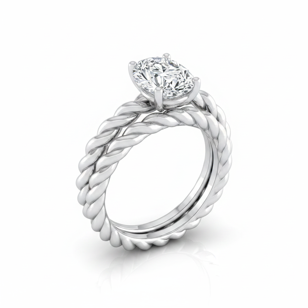 The Maggie Matching Wedding Band, Oval in 18K White Gold