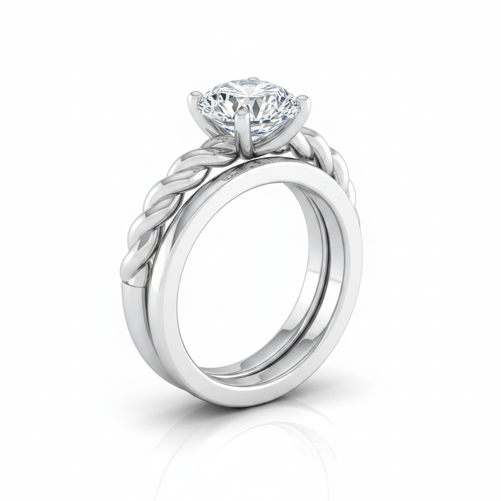 The Maggie Matching Wedding Band, Round in 18K White Gold