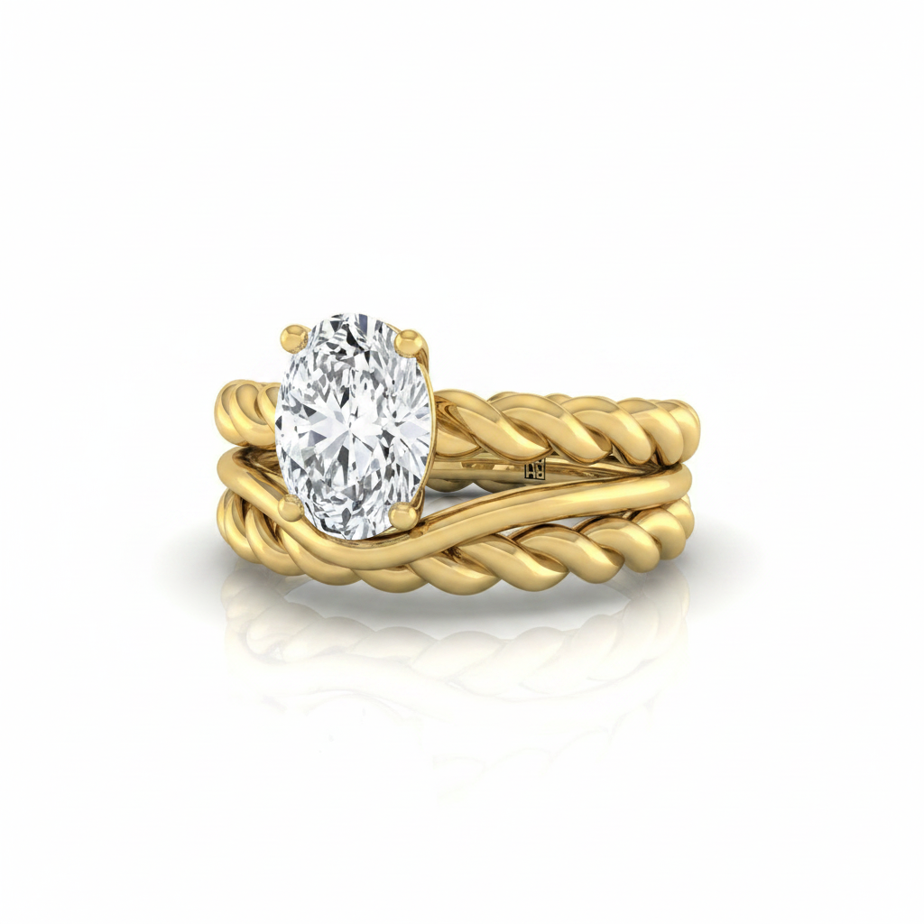The Maggie Matching Wedding Band, Oval in 18K Yellow Gold