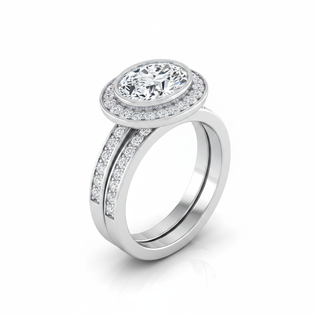 The Marcia Matching Wedding Band, Oval in 18K White Gold
