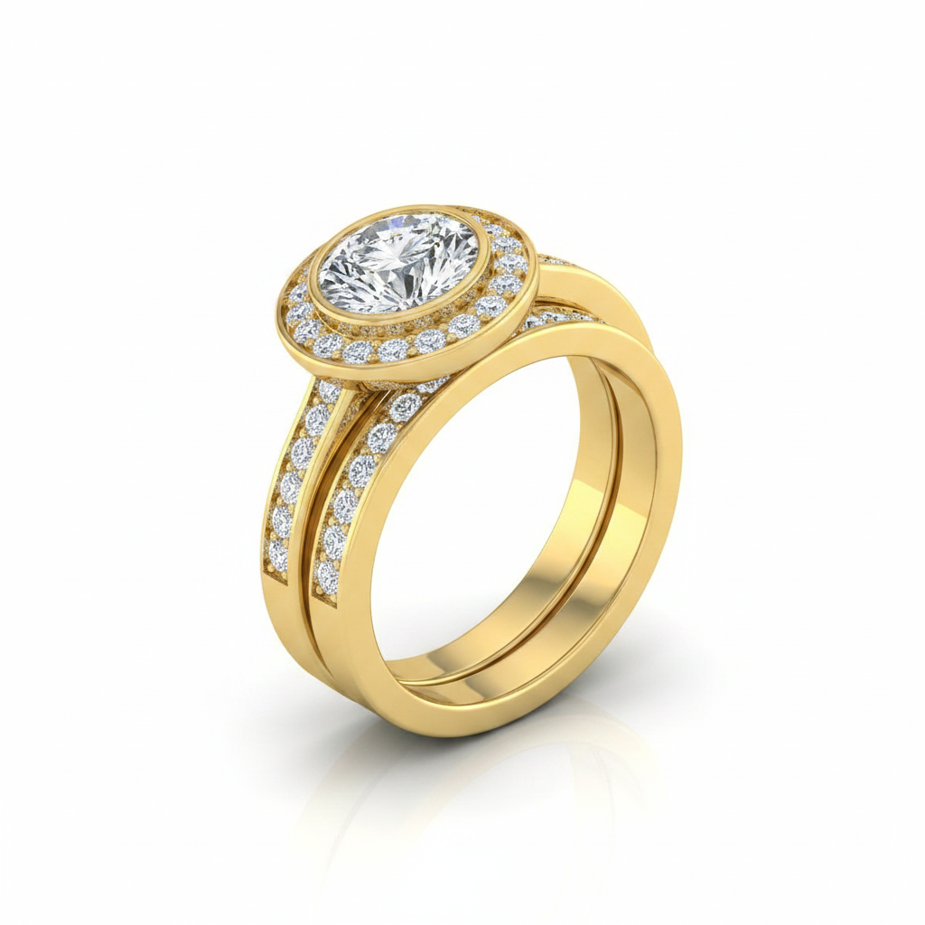 The Marcia Matching Wedding Band, Round in 18K Yellow Gold