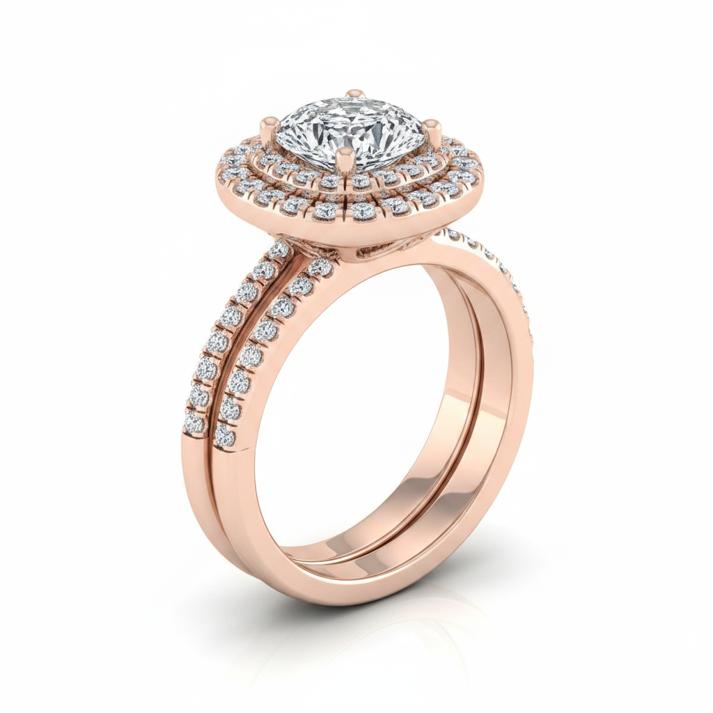 The Maria Matching Wedding Band, Cushion in 14K Rose Gold