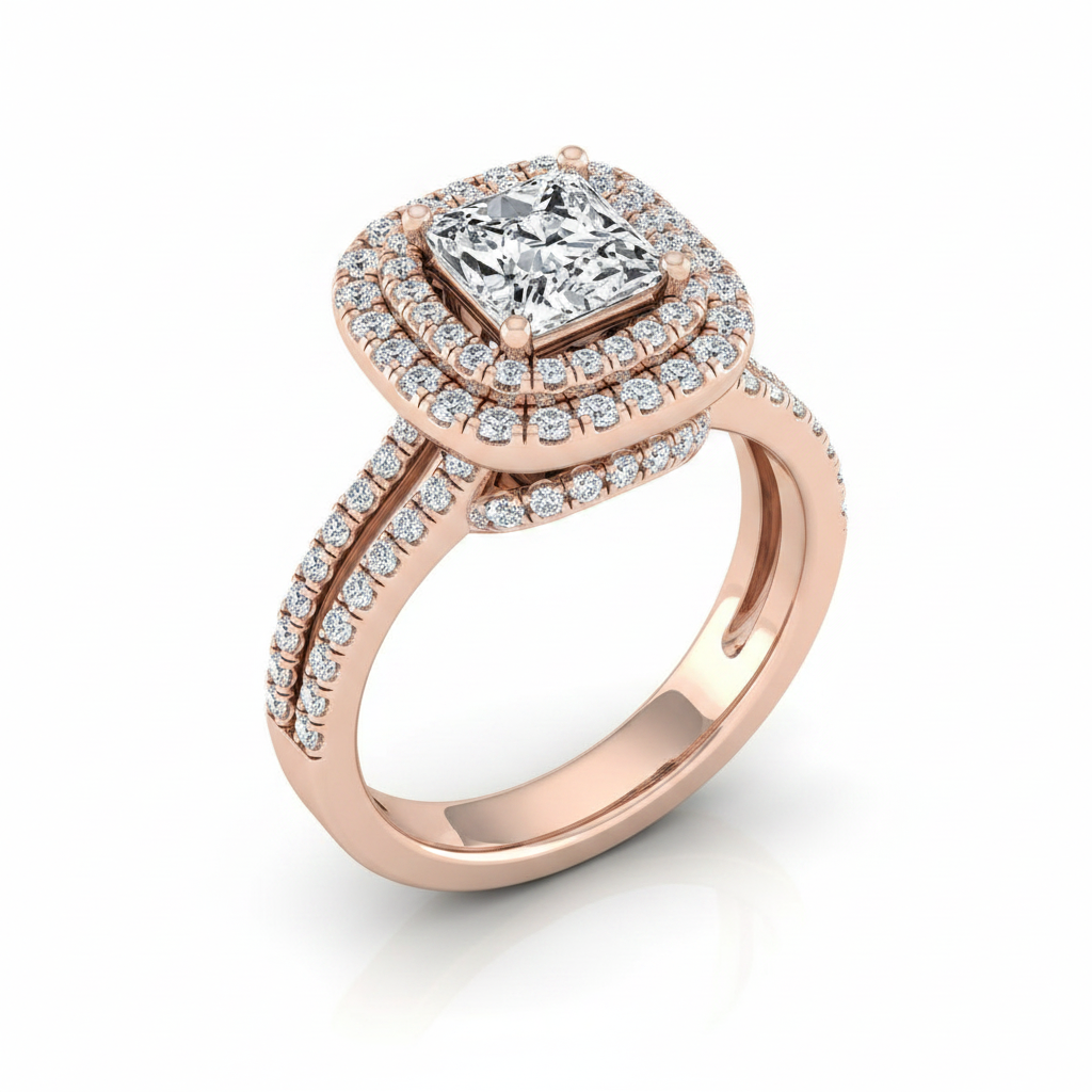 The Maria Matching Wedding Band, Princess in 14K Rose Gold