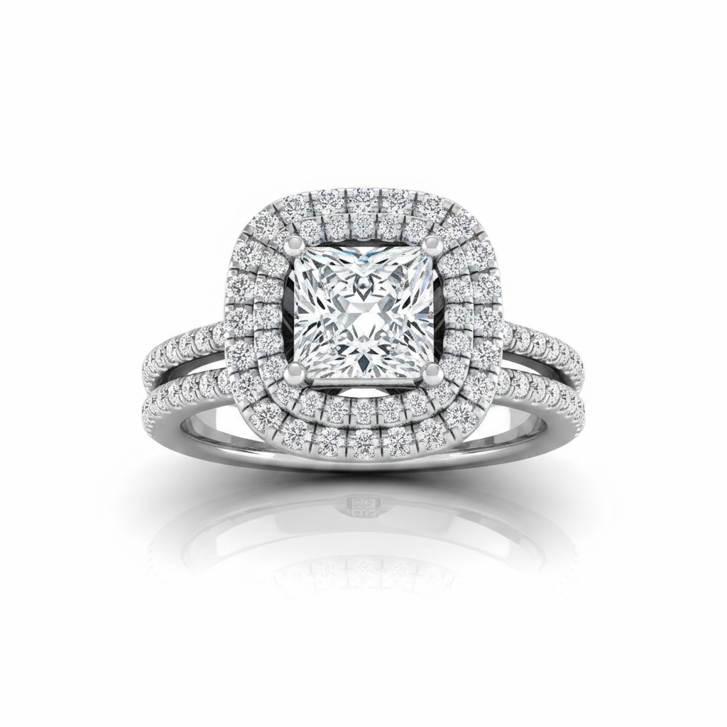 The Maria Matching Wedding Band, Princess in 18K White Gold