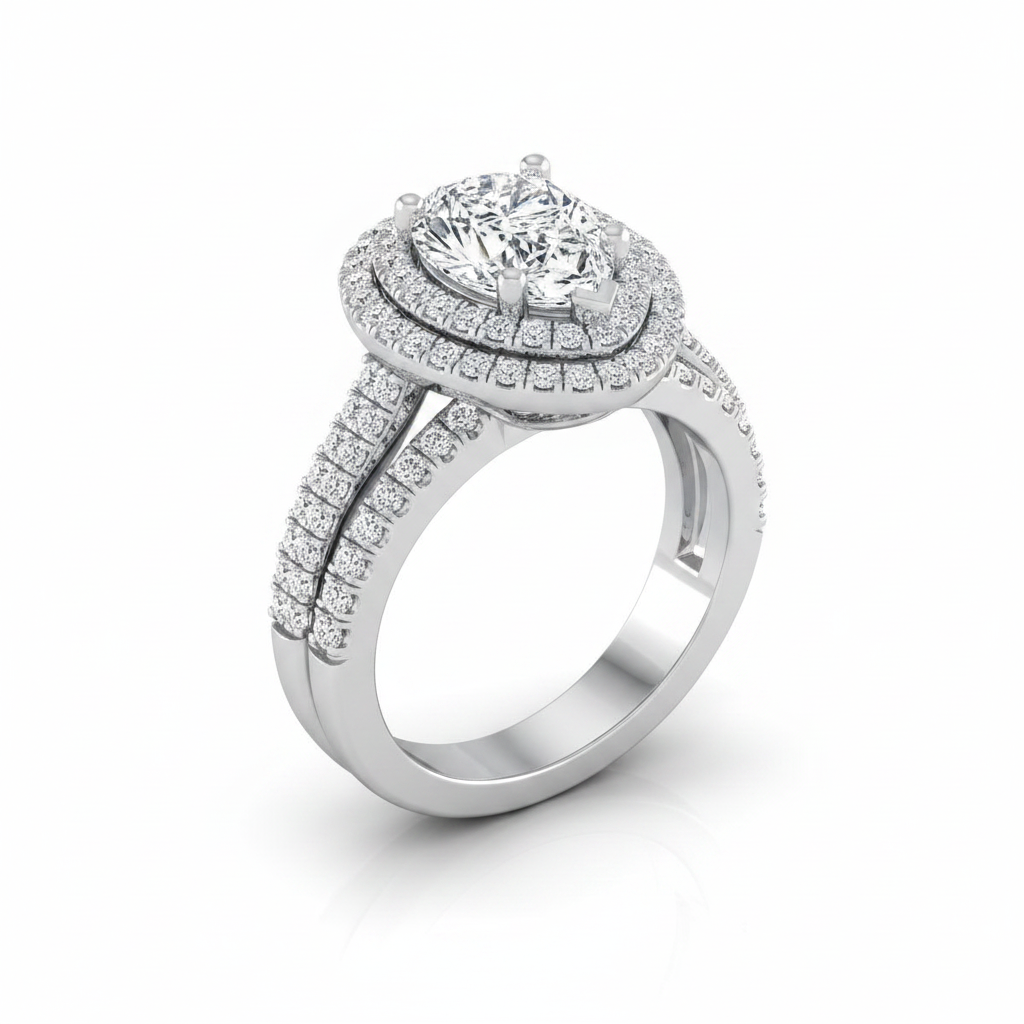 The Mariah Matching Wedding Band, Pear in Platinum