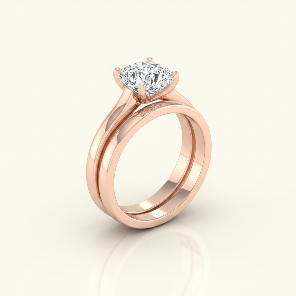 The Mary Matching Wedding Band, Cushion in 14K Rose Gold