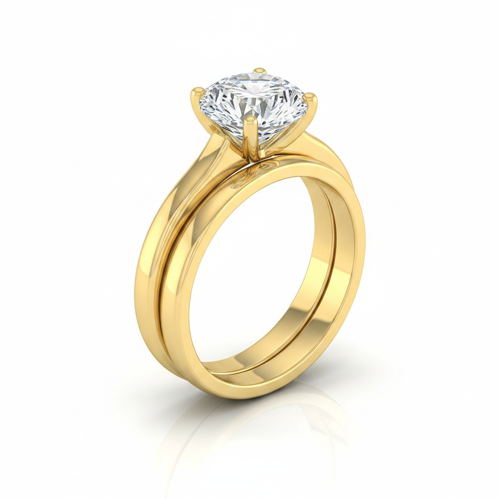 The Mary Matching Wedding Band, Round in 18K Yellow Gold