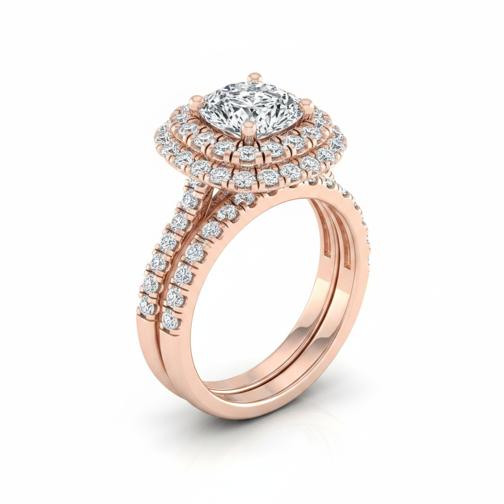 The Medley Matching Wedding Band, Cushion in 14K Rose Gold