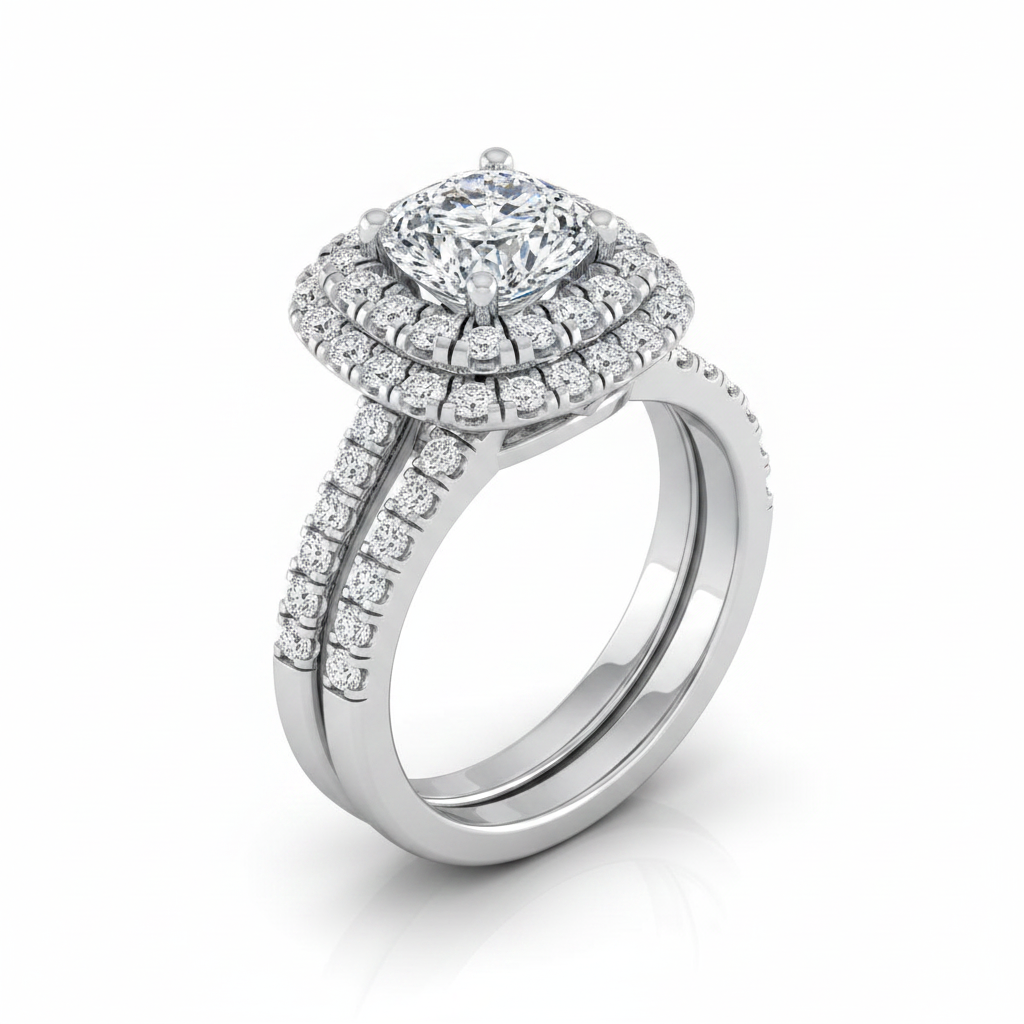 The Medley Matching Wedding Band, Cushion in Platinum