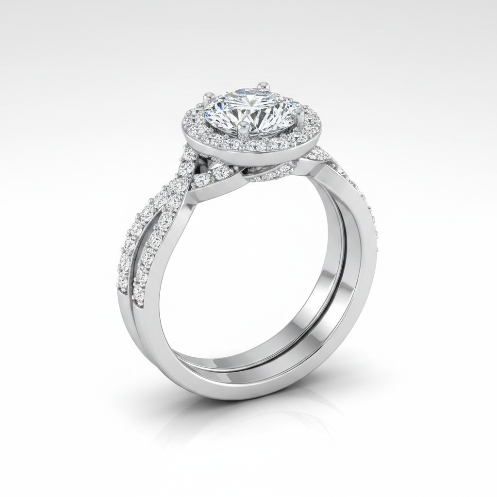 The Melody Matching Wedding Band, Round in 18K White Gold