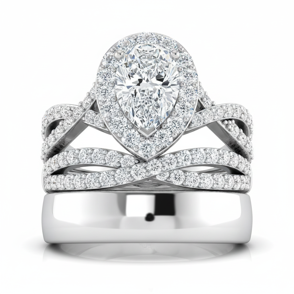The Melody Matching Wedding Band, Pear in Platinum