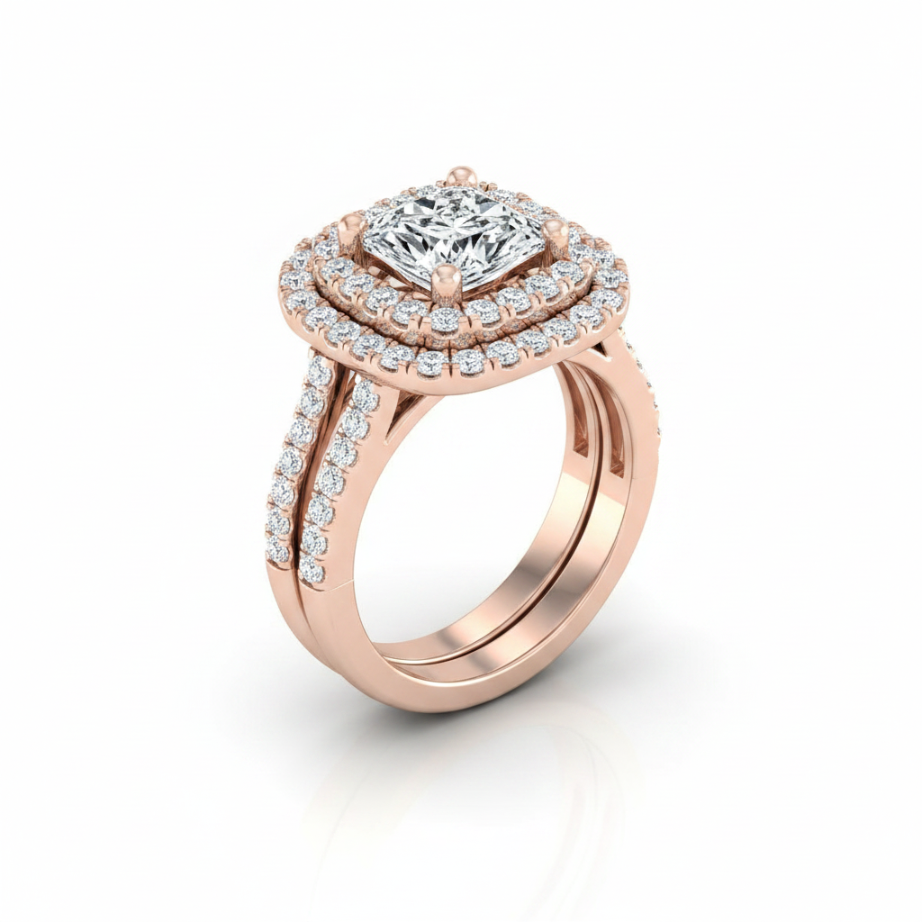 The Michelle Matching Wedding Band, Princess in 14K Rose Gold
