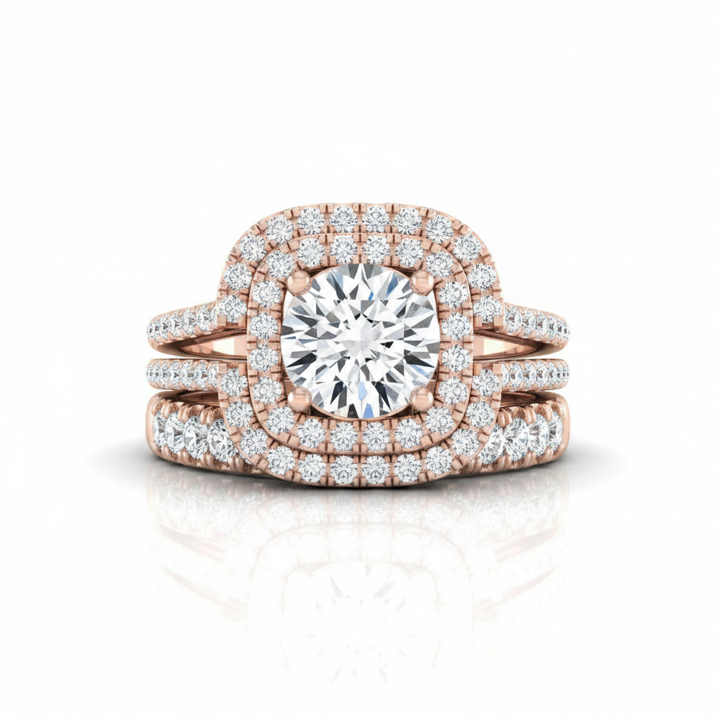 The Michelle Matching Wedding Band, Round in 14K Rose Gold