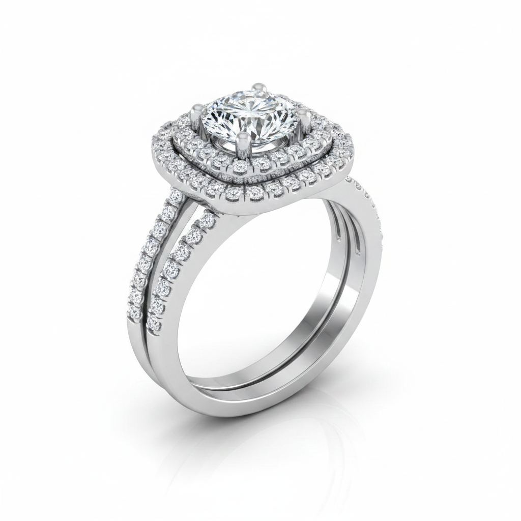 The Michelle Matching Wedding Band, Round in 18K White Gold