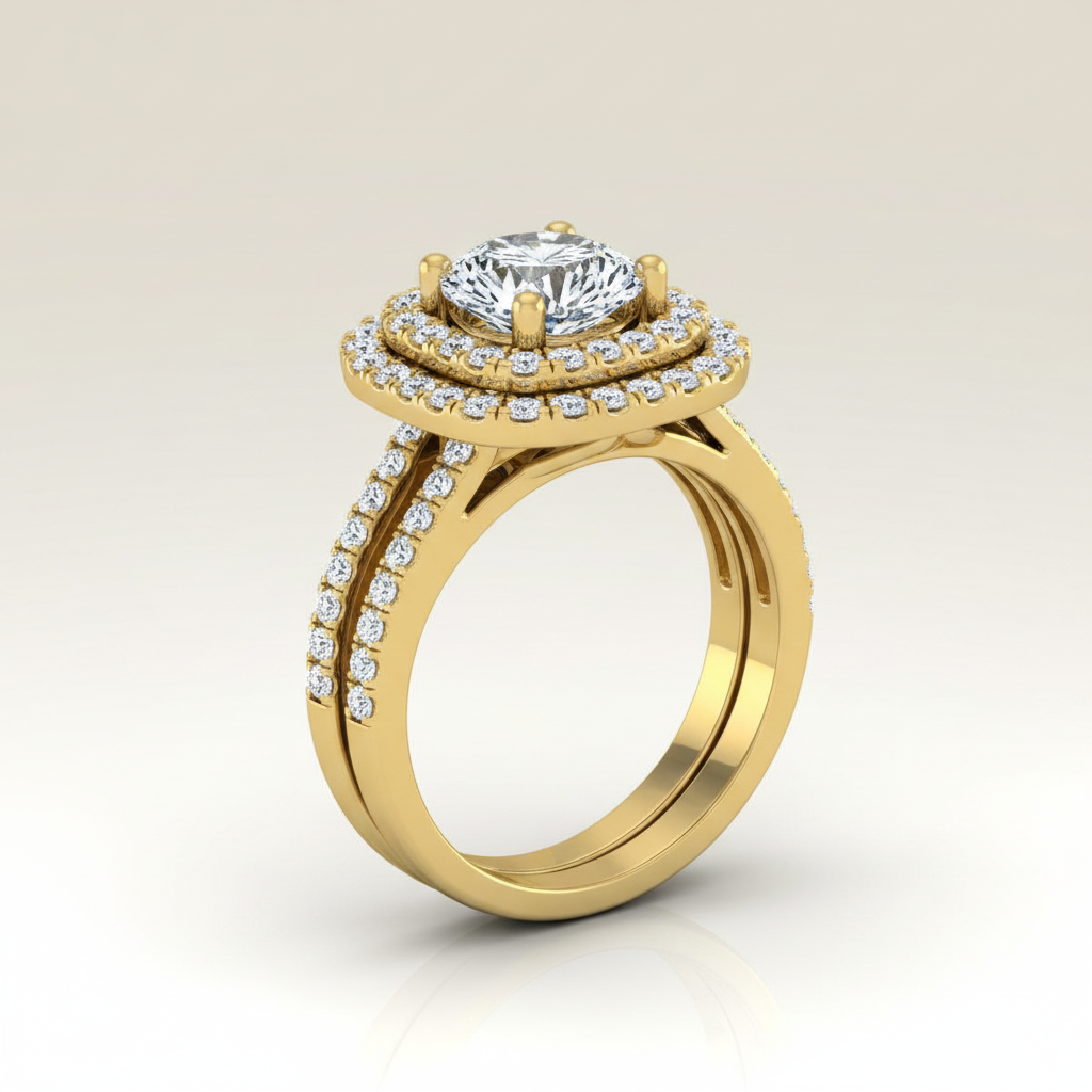 The Michelle Matching Wedding Band, Round in 18K Yellow Gold