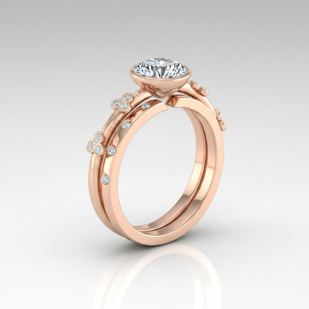 The Miley Matching Wedding Band, Round in 14K Rose Gold