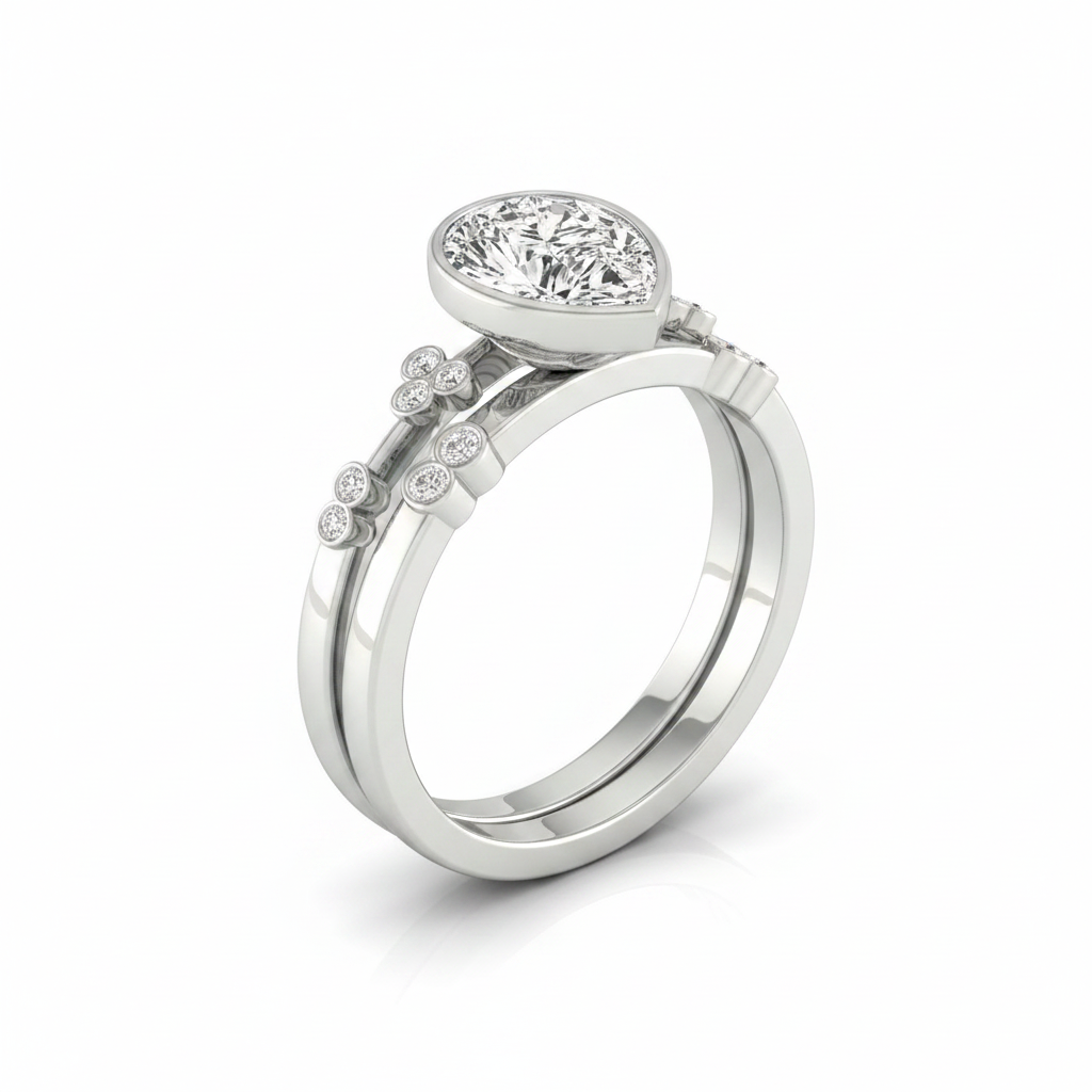 The Miley Matching Wedding Band, Princess in 18K White Gold