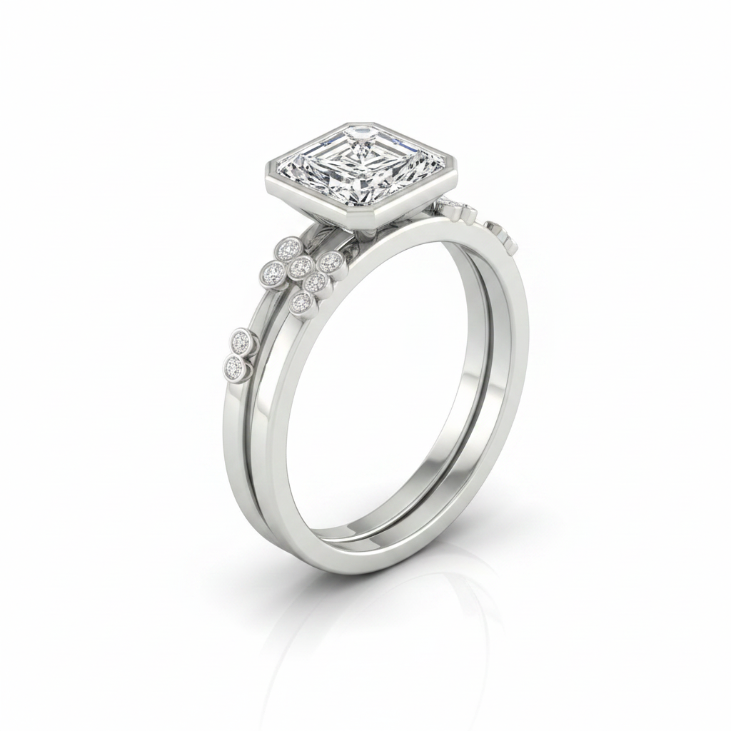 The Miley Matching Wedding Band, Radiant in 18K White Gold