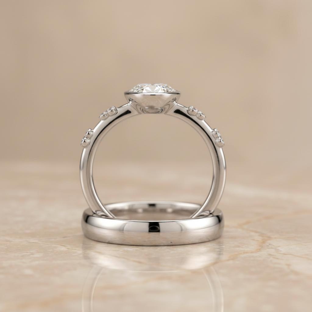 The Miley Matching Wedding Band, Oval in Platinum