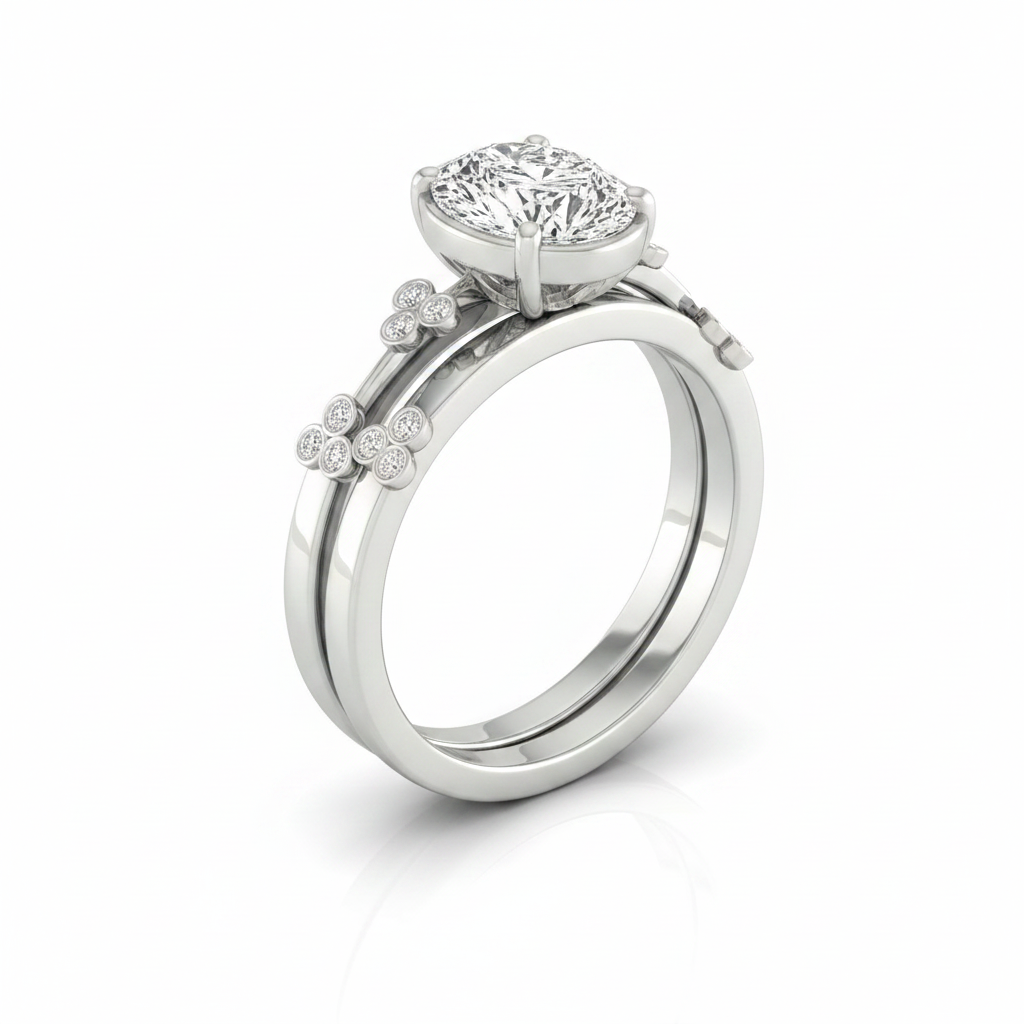 The Miley Matching Wedding Band, Princess in Platinum