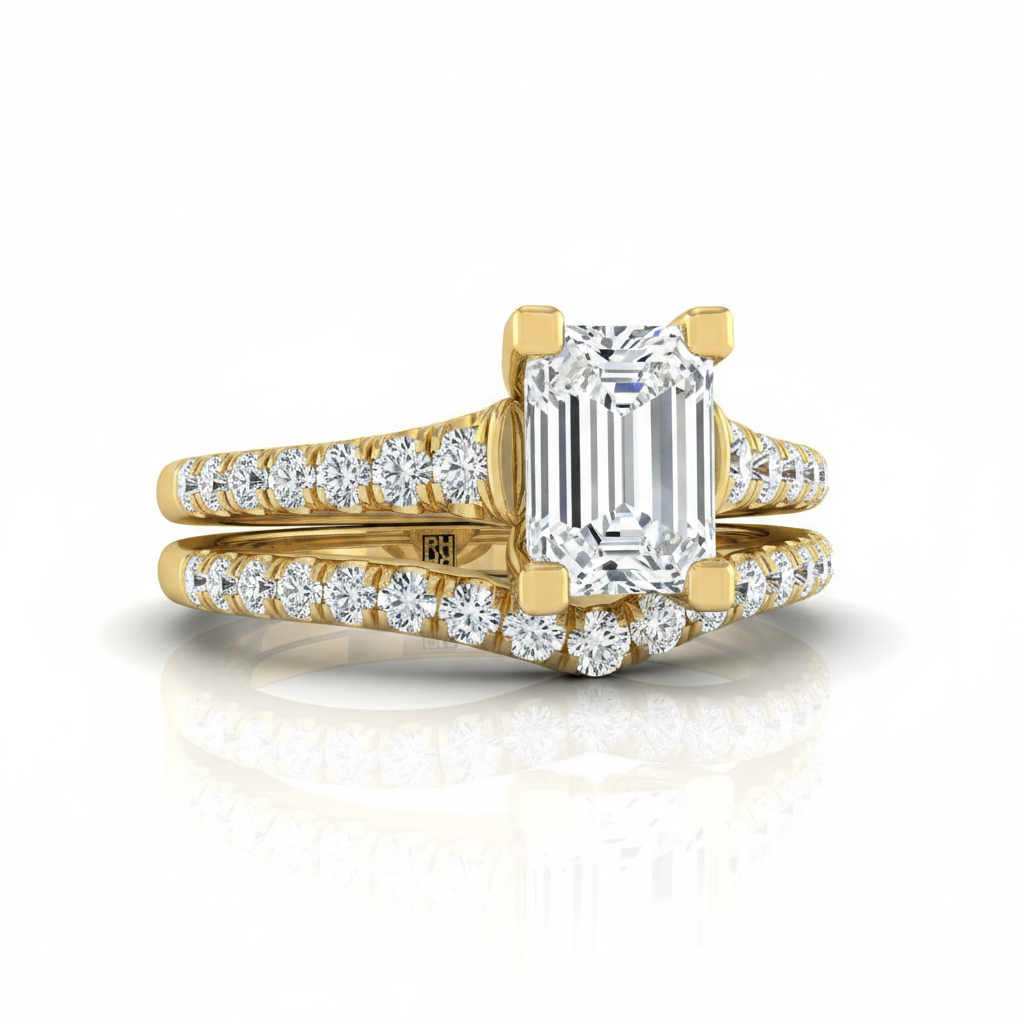 The Mimi Matching Wedding Band, Emerald in 18K Yellow Gold