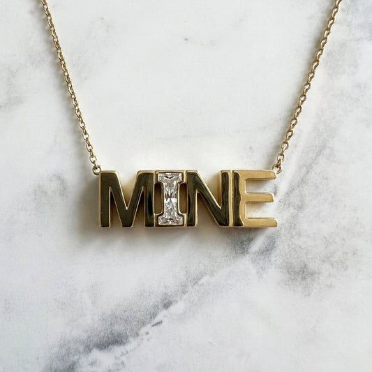 MINE lab-grown diamond letter necklace in 14K Yellow Gold