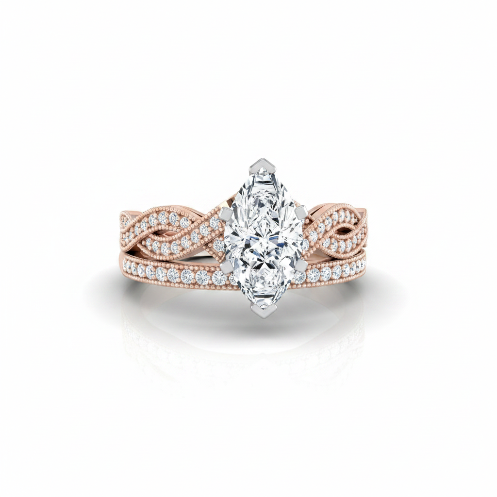 The Molly Matching Wedding Band, Marquise in 14K Rose Gold