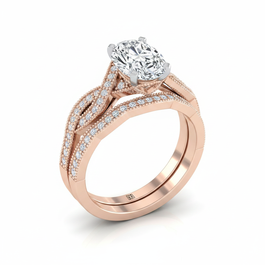 The Molly Matching Wedding Band, Oval in 14K Rose Gold