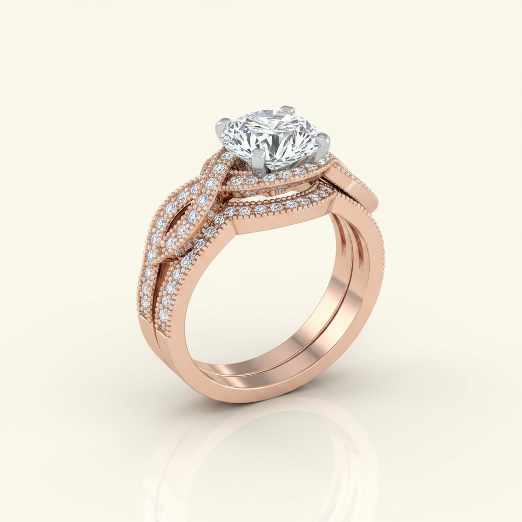 The Molly Matching Wedding Band, Round in 14K Rose Gold