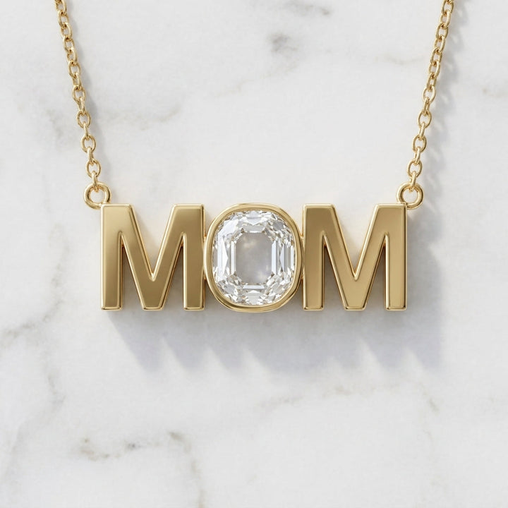 MOM Natural Diamond Necklace in 14K Gold & Platinum | RockHer