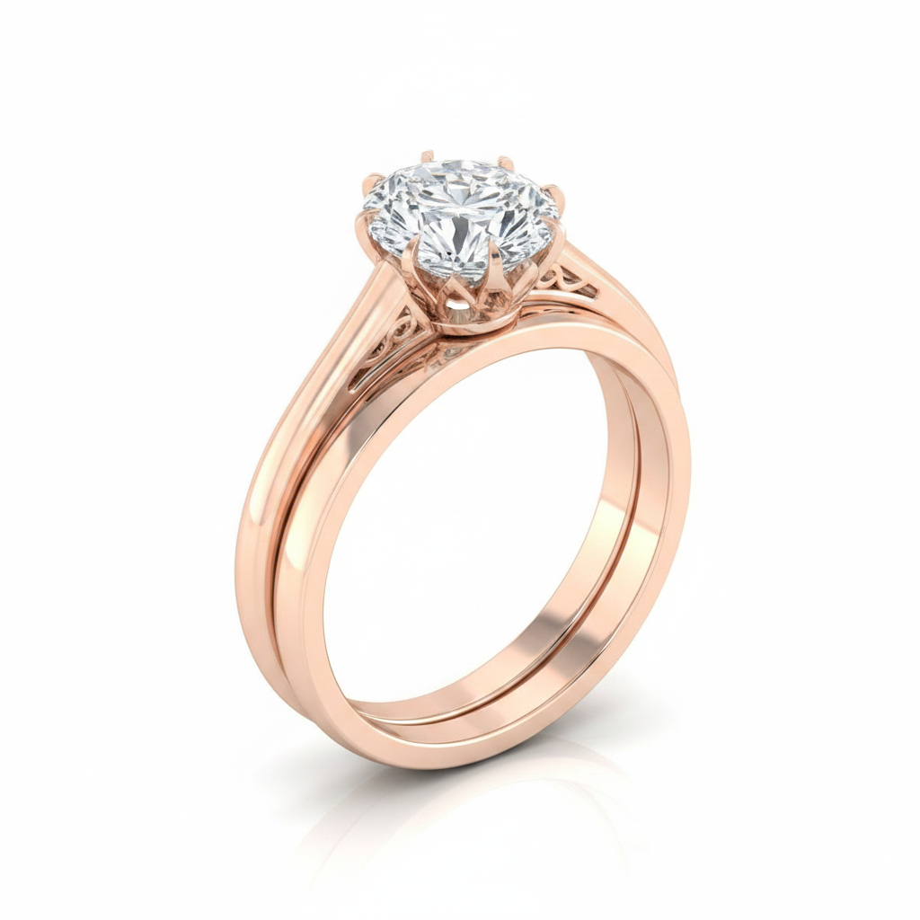 The Natalia Matching Wedding Band, Oval in 14K Rose Gold