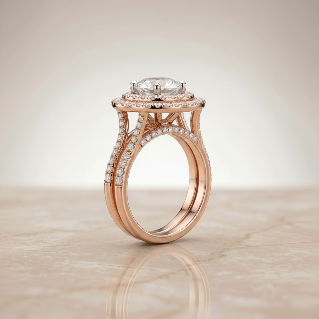The Nedda Matching Wedding Band, Round in 14K Rose Gold