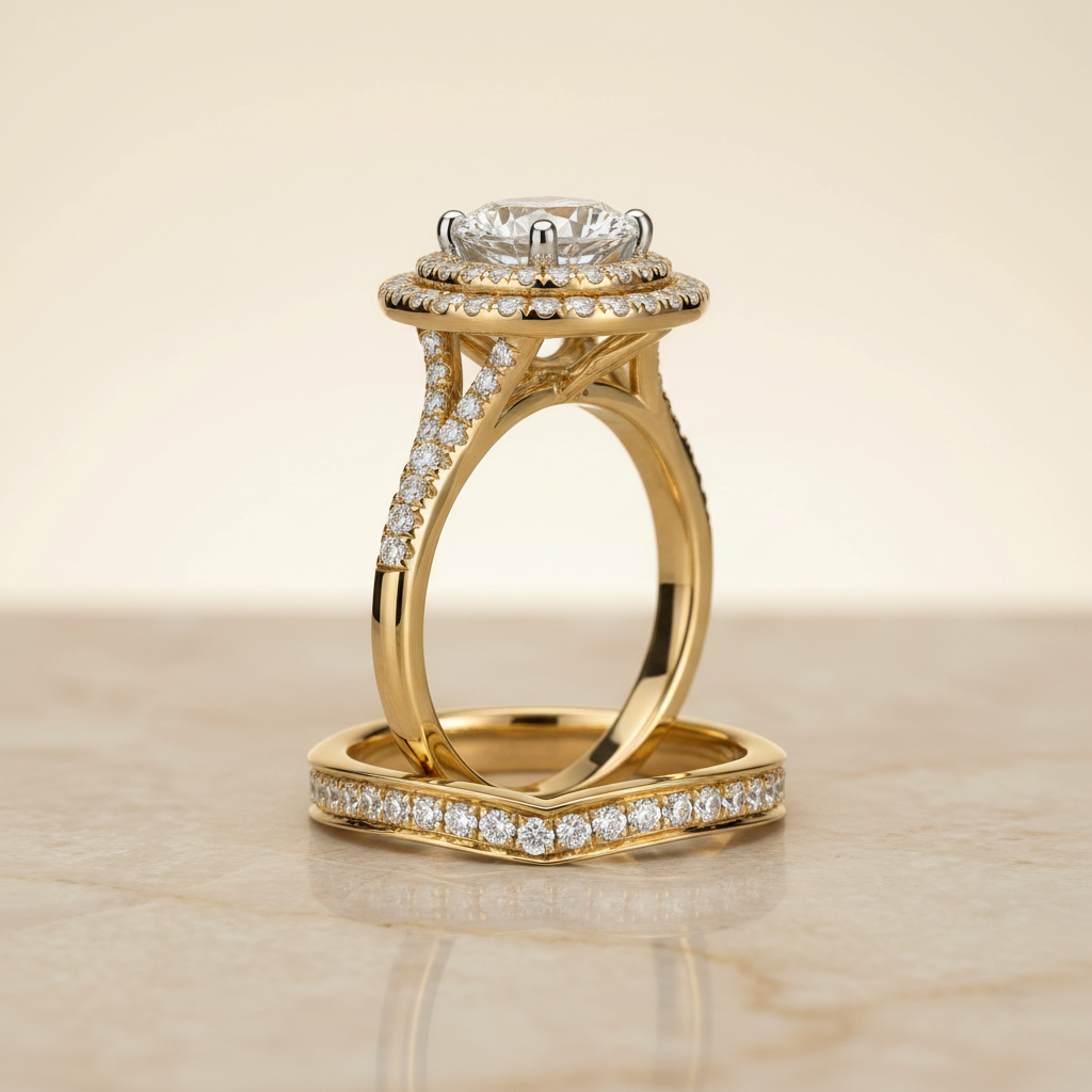 The Nedda Matching Wedding Band, Round in 18K Yellow Gold