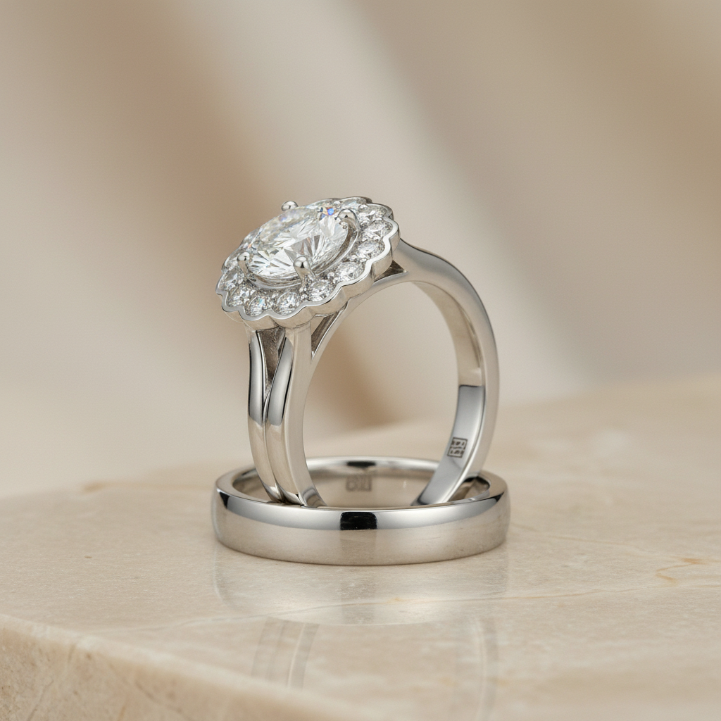 The Nera Matching Wedding Band, Round in 18K White Gold