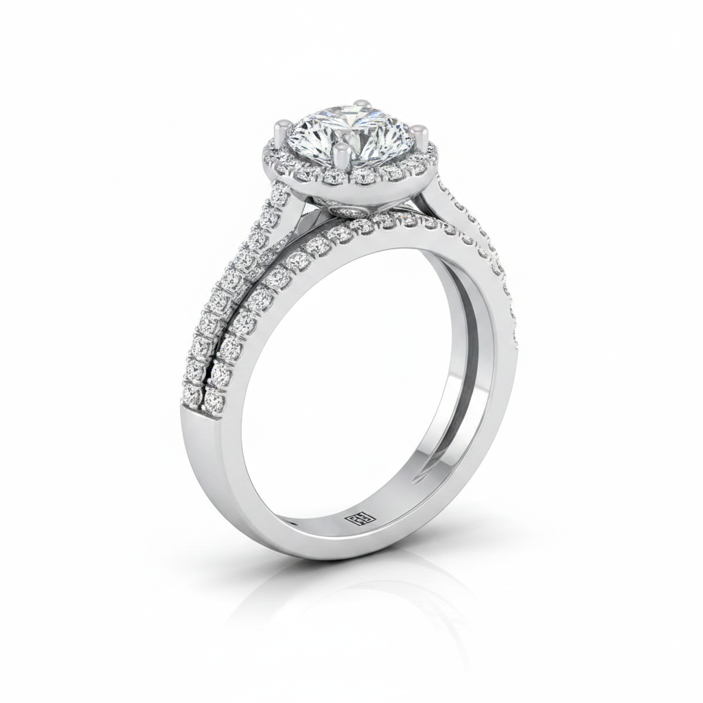 The Nicki Matching Wedding Band, Round in Platinum