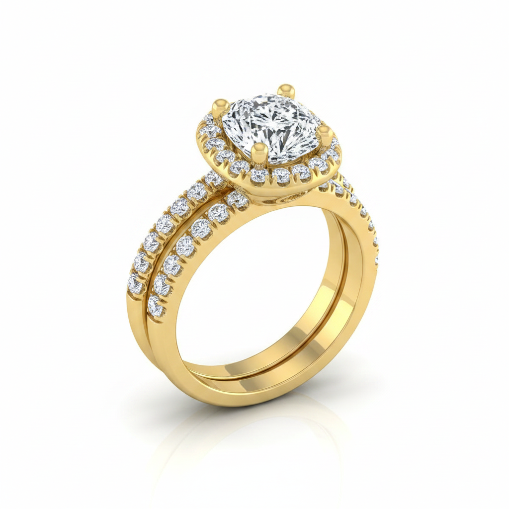 The Nina Matching Wedding Band, Cushion in 18K Yellow Gold