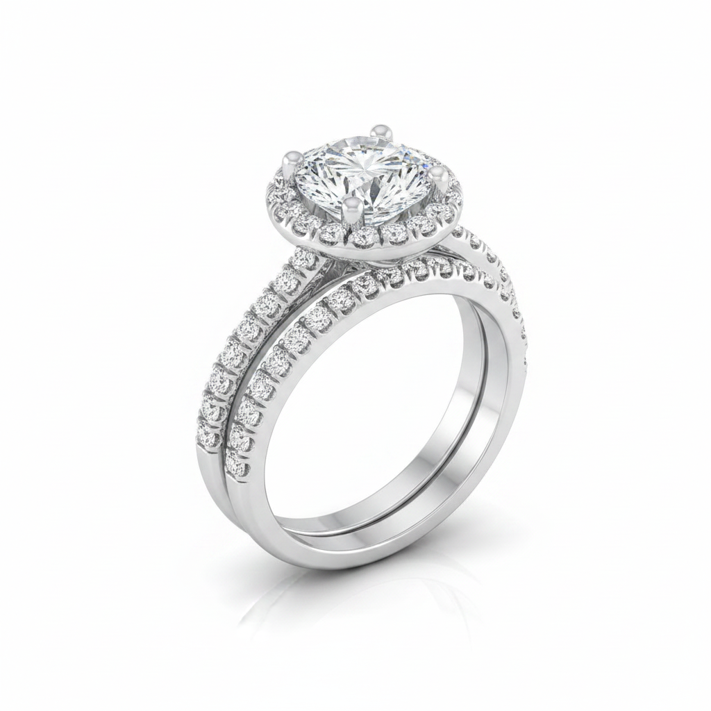 The Nina Matching Wedding Band, Round in Platinum