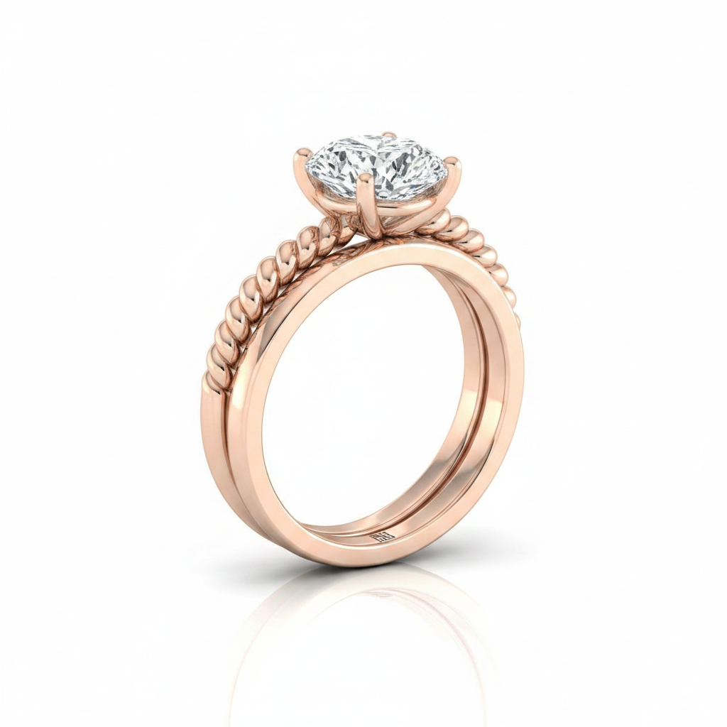 The Nona Matching Wedding Band, Cushion in 14K Rose Gold
