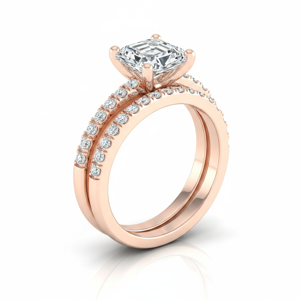 The Norah Matching Wedding Band, Asscher in 14K Rose Gold | RockHer