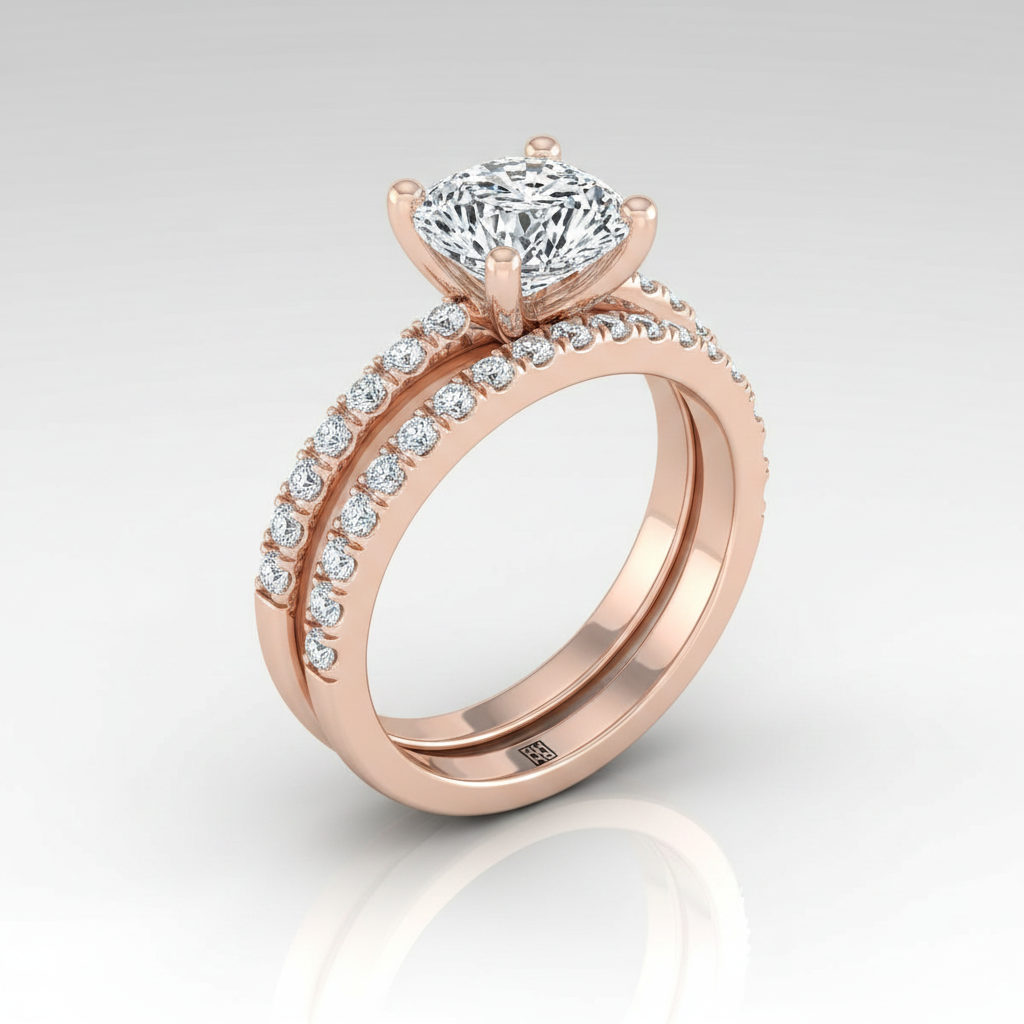 The Norah Matching Wedding Band, Cushion in 14K Rose Gold | RockHer