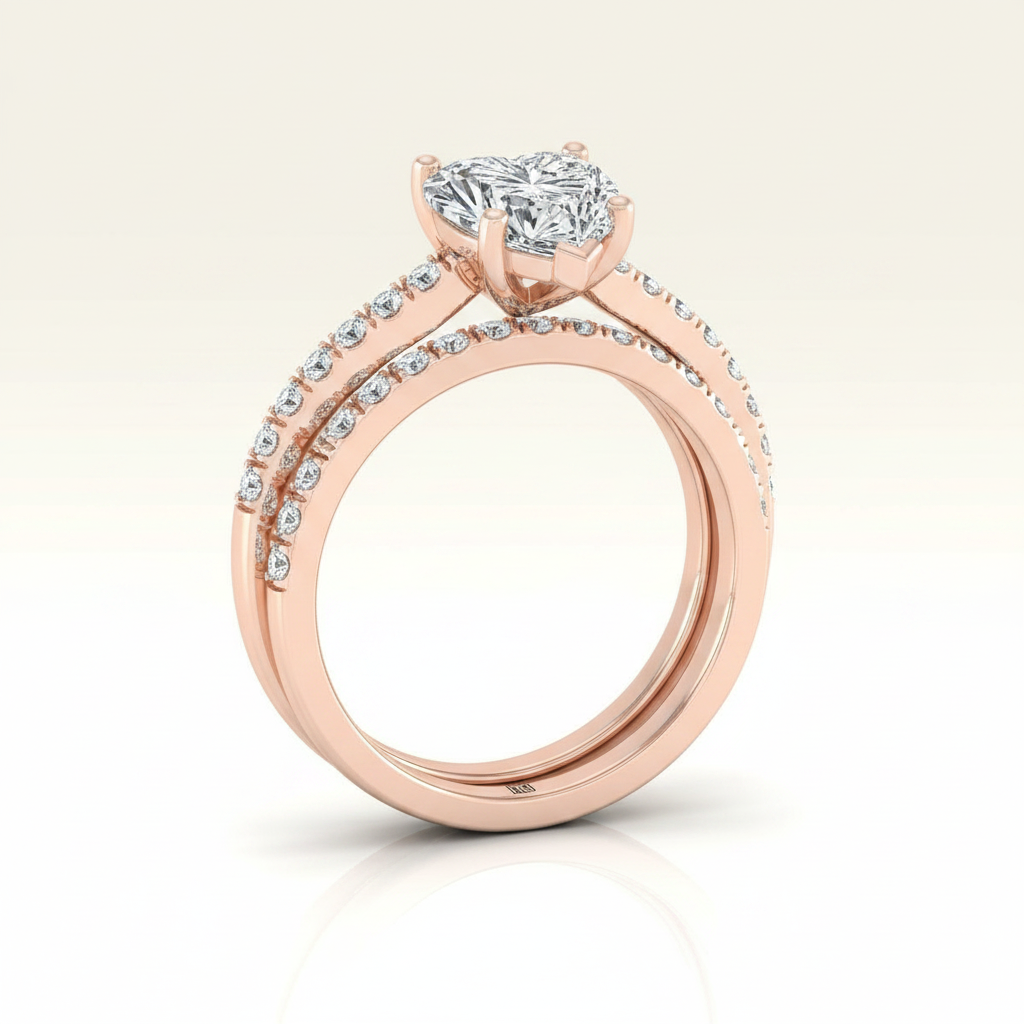 The Norah Matching Wedding Band, Heart in 14K Rose Gold | RockHer