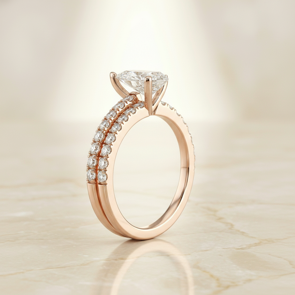 The Norah Matching Wedding Band, Pear in 14K Rose Gold | RockHer