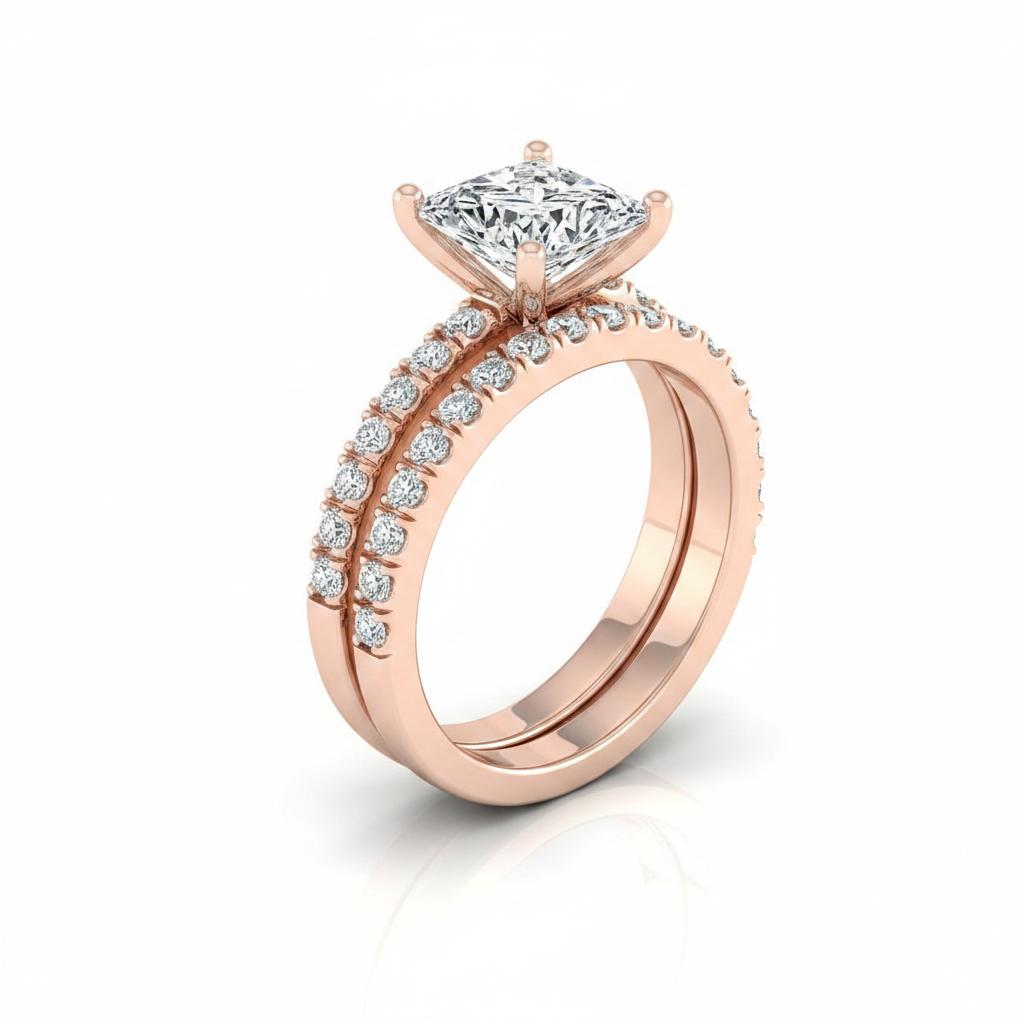 The Norah Matching Wedding Band, Princess in 14K Rose Gold | RockHer