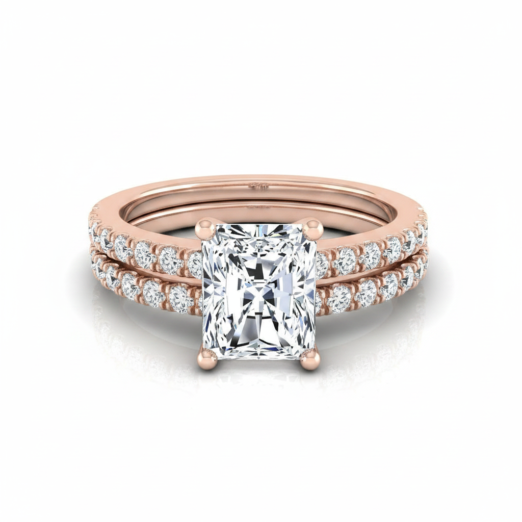 The Norah Matching Wedding Band, Radiant in 14K Rose Gold | RockHer
