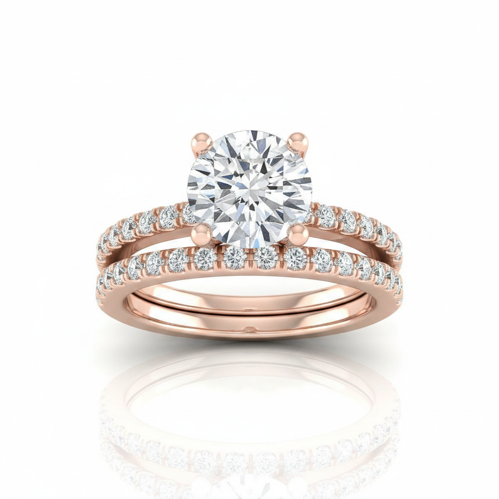 The Norah Matching Wedding Band, Round in 14K Rose Gold | RockHer