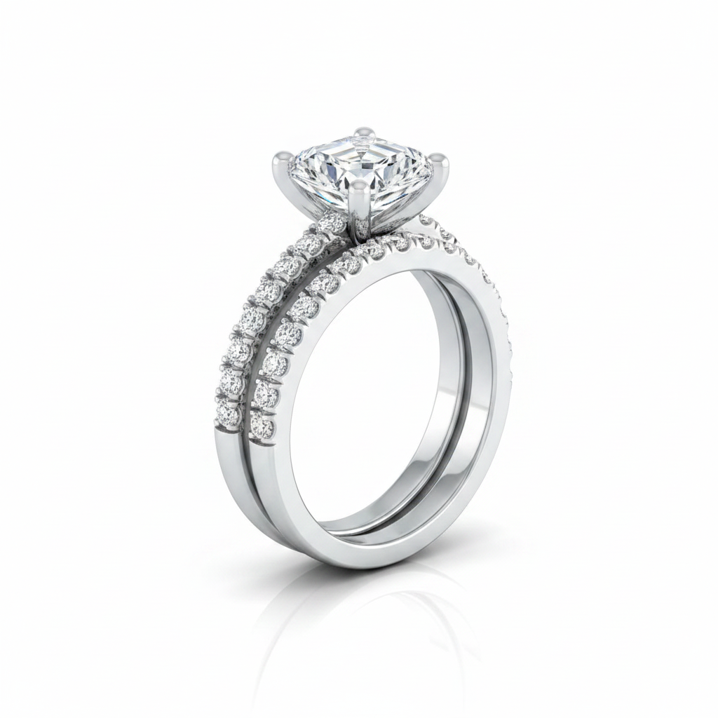 The Norah Matching Wedding Band, Asscher in 18K White Gold | RockHer