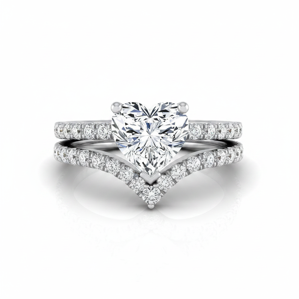 The Norah Matching Wedding Band, Heart in 18K White Gold | RockHer