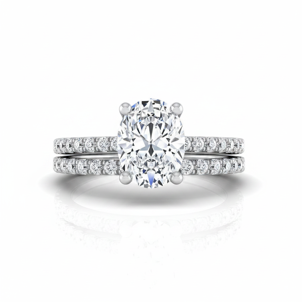 The Norah Matching Wedding Band, Oval in 18K White Gold | RockHer